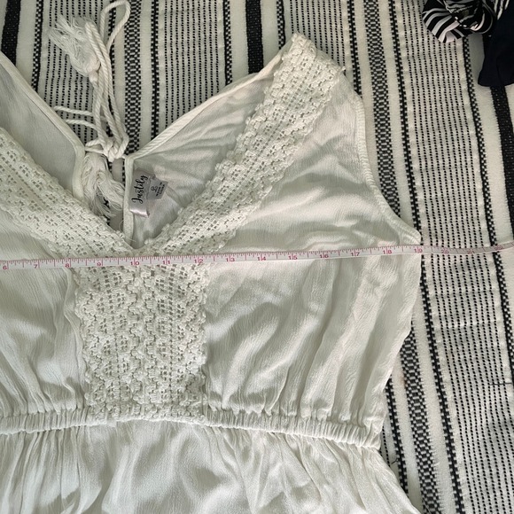 Justily Tiered Crochet VNeck Sleeveless Mini Dress Large‎ Coastal Cowgirl Angel - Picture 7 of 11